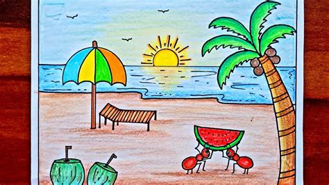 easy simple summer season drawing|summer collages to draw easy.